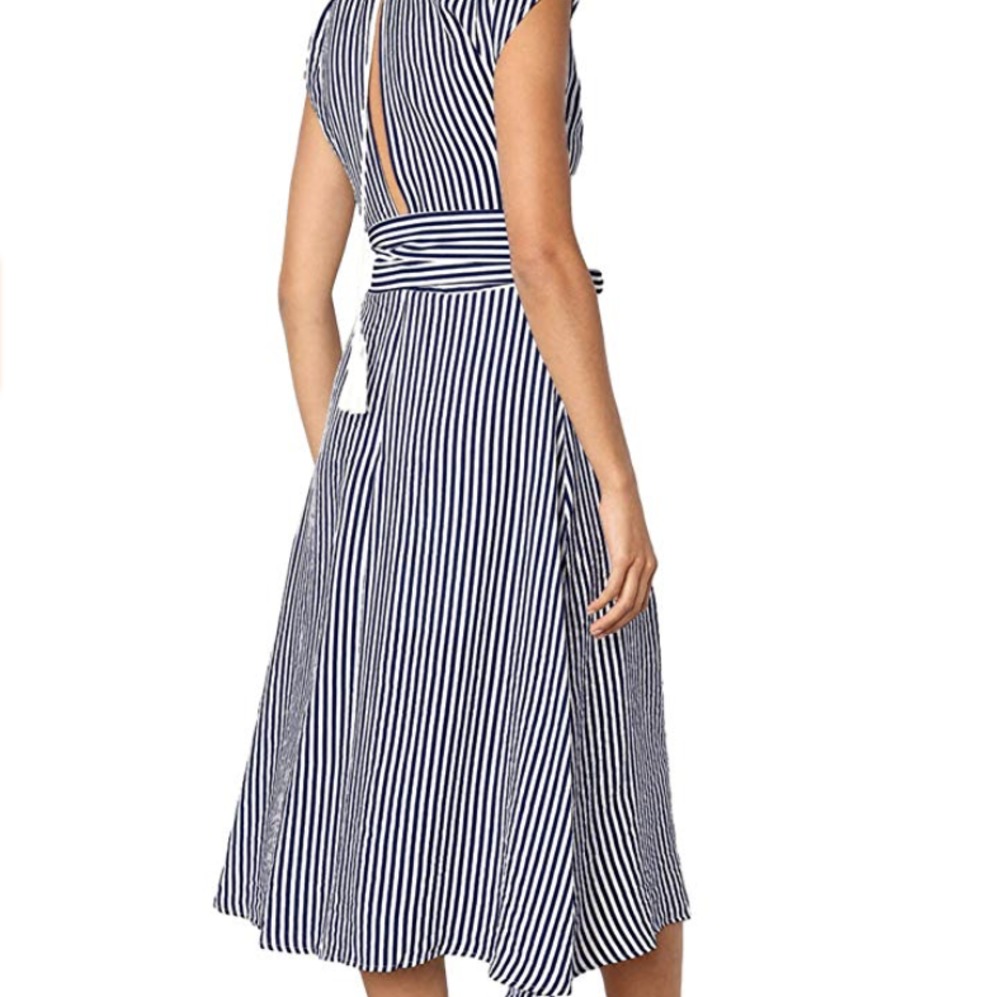 Womens Button Down V Neck Dress - Picture 3 of 3